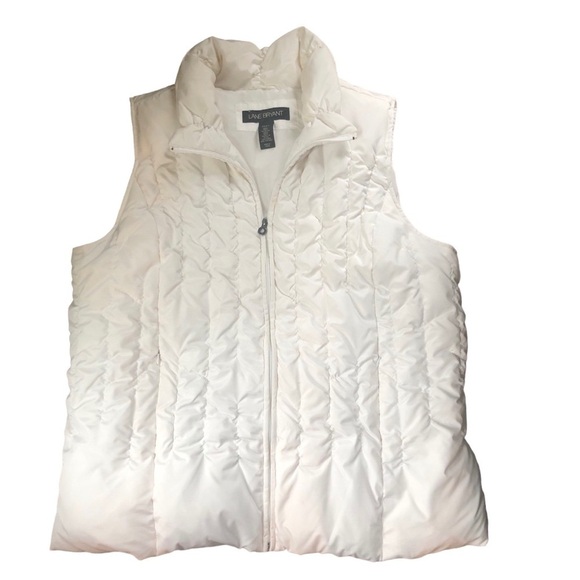 Lane Bryant Down Feather Puffer Vest White 22/24 Zip Pockets Quilted Warm Cozy - Picture 1 of 4